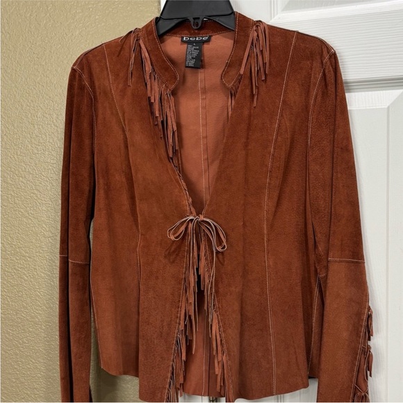 Bebe Rust Suede Fringe Blazer size Large - Picture 1 of 6